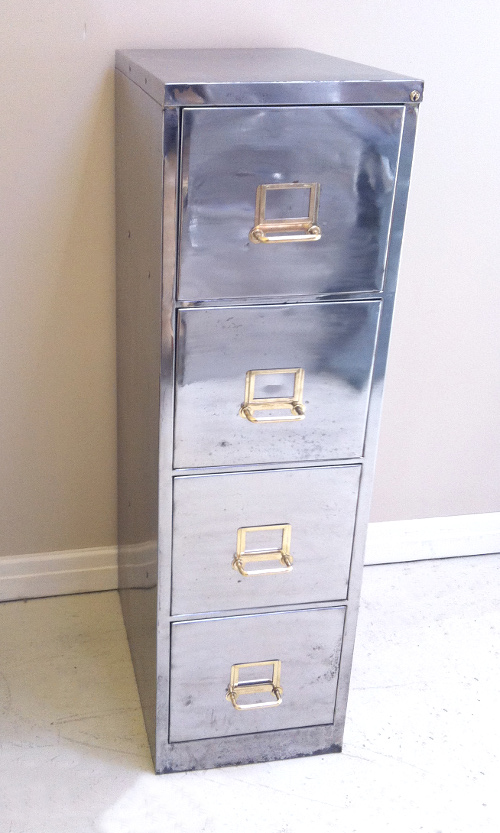 vintage polished steel cabinet